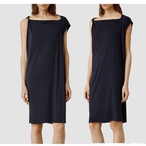 All Saints Cay Asymmetrical Jersey Knit Day Dress